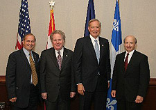 Governor Pataki and Premier Charest preside over the signing of various Memoranda of Understanding at the 2005 Quebec-New York Summit.