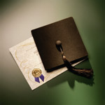 Graduation cap and diploma