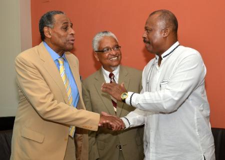 SUNY Board Chairman H. Carl McCall, UWI Vice Chancellor Dr. Nigel Harris, and UWI Cave Hill Campus Principal Dr. Sir Hillary Beckles