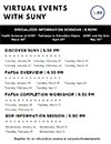 Spring 2026 SUNY Information Session Events Flyer in black and white