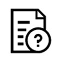 Icon of piece of paper with a question mark over it.