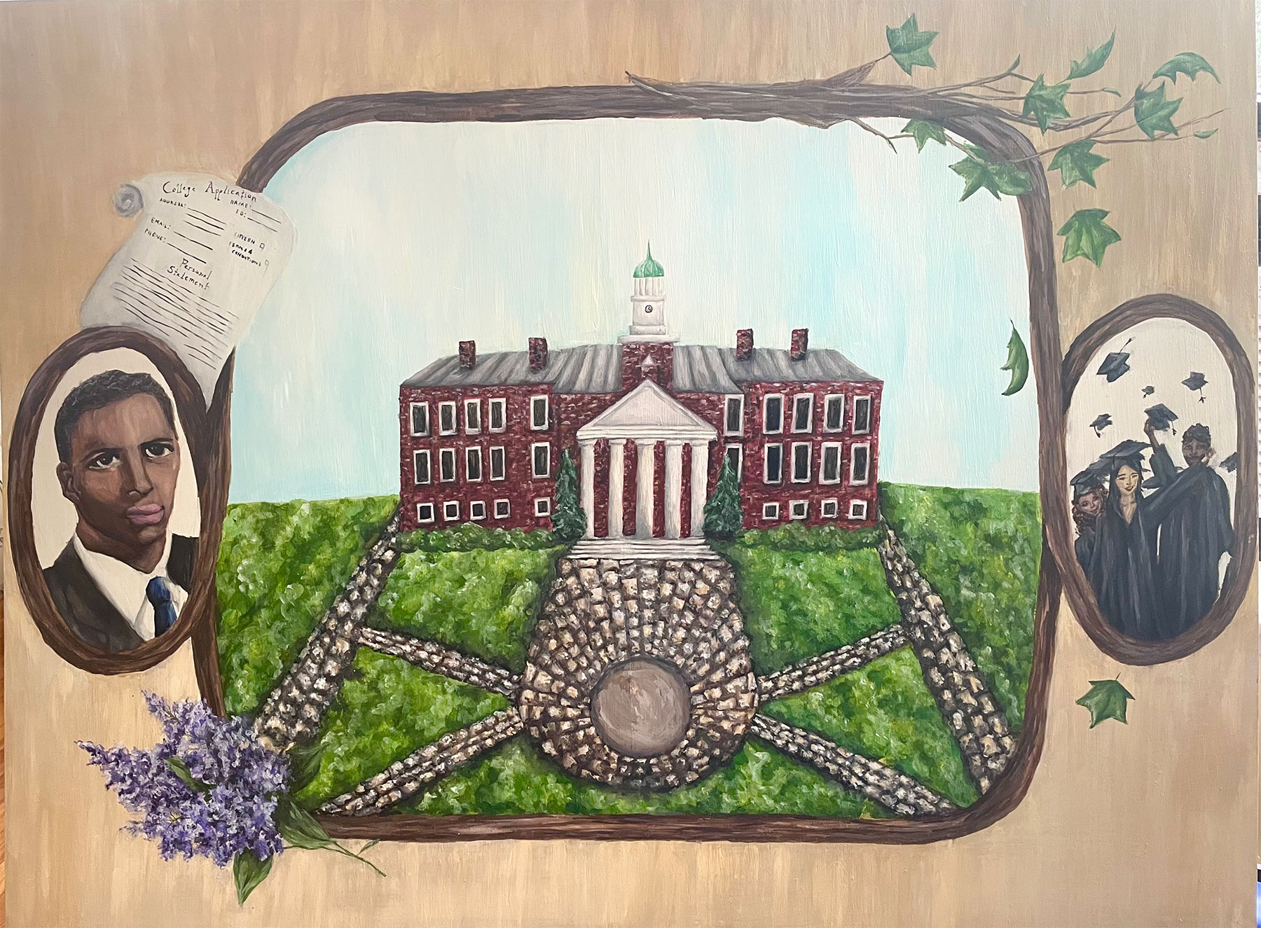 Painting of H Carl McCall history by Sarina Matson