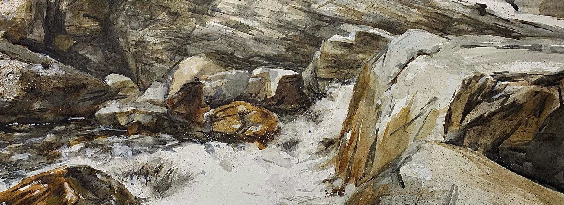 Lower Falls, VT Watercolor painting by Chris Seubert of Ulster County Community College