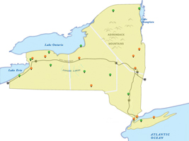 Map of New York State depicting regions of S-TEN partnerships