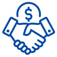 icon of handshake with dollar sign above it