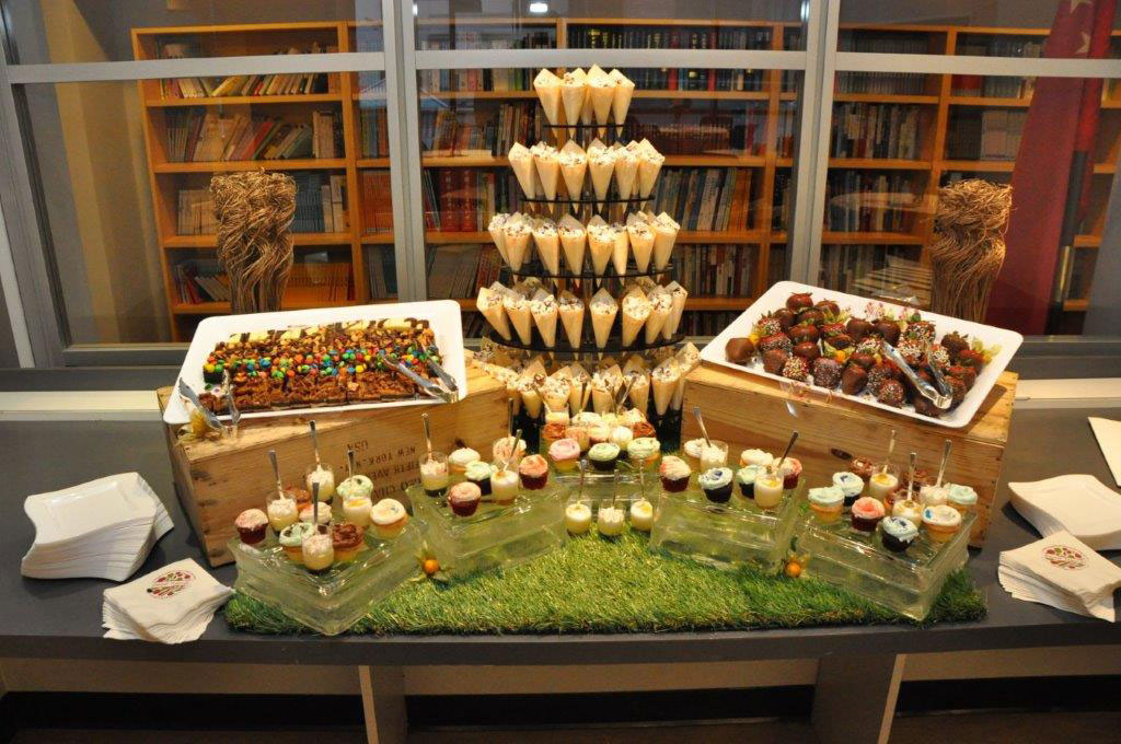 Dessert buffet on table.