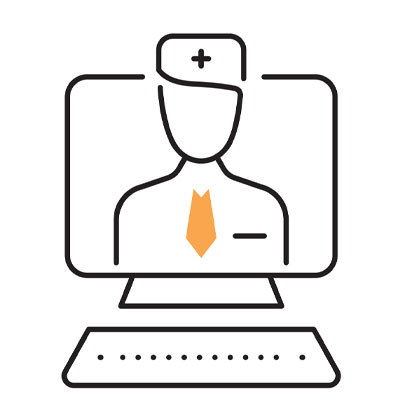 Doctor on a computer screen icon