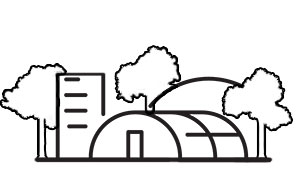 Vector icon of a farm and trees.