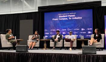 The student panel discusses future career opportunities
