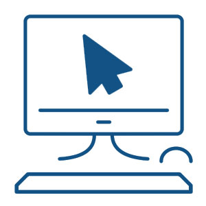 Icon of laptop with arrow symbol on the screen.