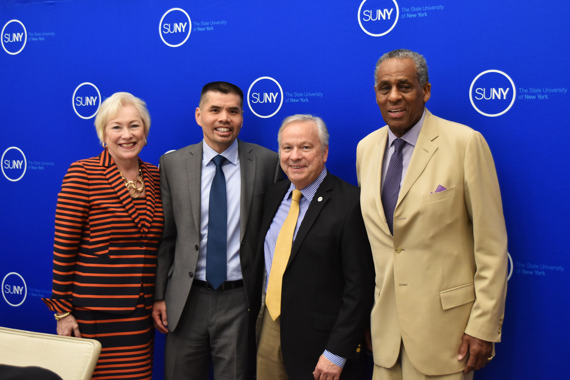 Chancellor Zimpher, Erie CC President Dan Hocoy, Erie CC Board chair Dennis Murphy, SUNY Board chair Carl McCall
