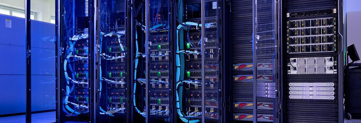 computer servers lined up in a room