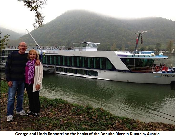 George Rannazz, Stony Brook University retiree, with wife Linda on the banks of the Danube River.