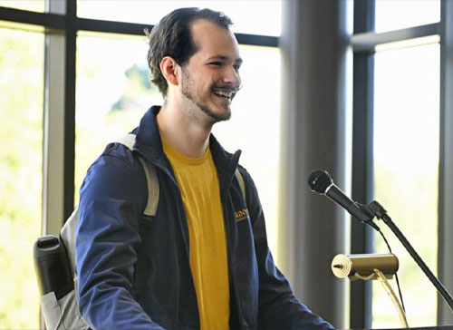 Dan Beyer, an original ACE member since 2024, talks about the program Wednesday during the press conference at SUNY Poly in Marcy. Photo courtesy of John Clifford of the Rome Sentinel.
