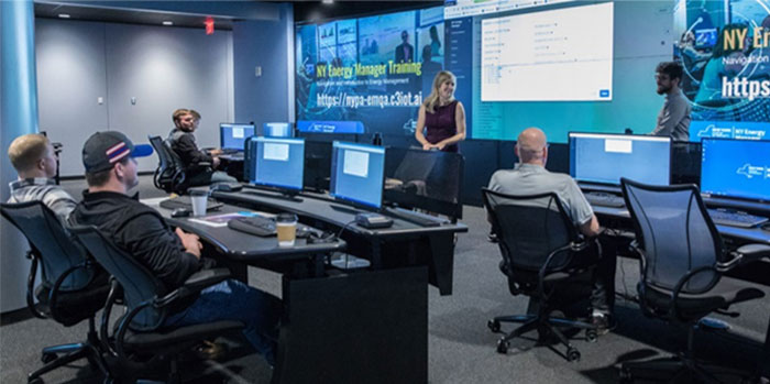 SUNY Brockport staff being trained at NYPA’s New York Energy Manager.
